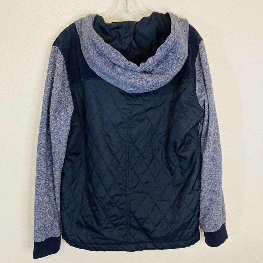 21 men LA Blue jacket Hoodie Zip/Button Closure Nylon & Cotton Sleeves Sz L - Picture 2 of 11